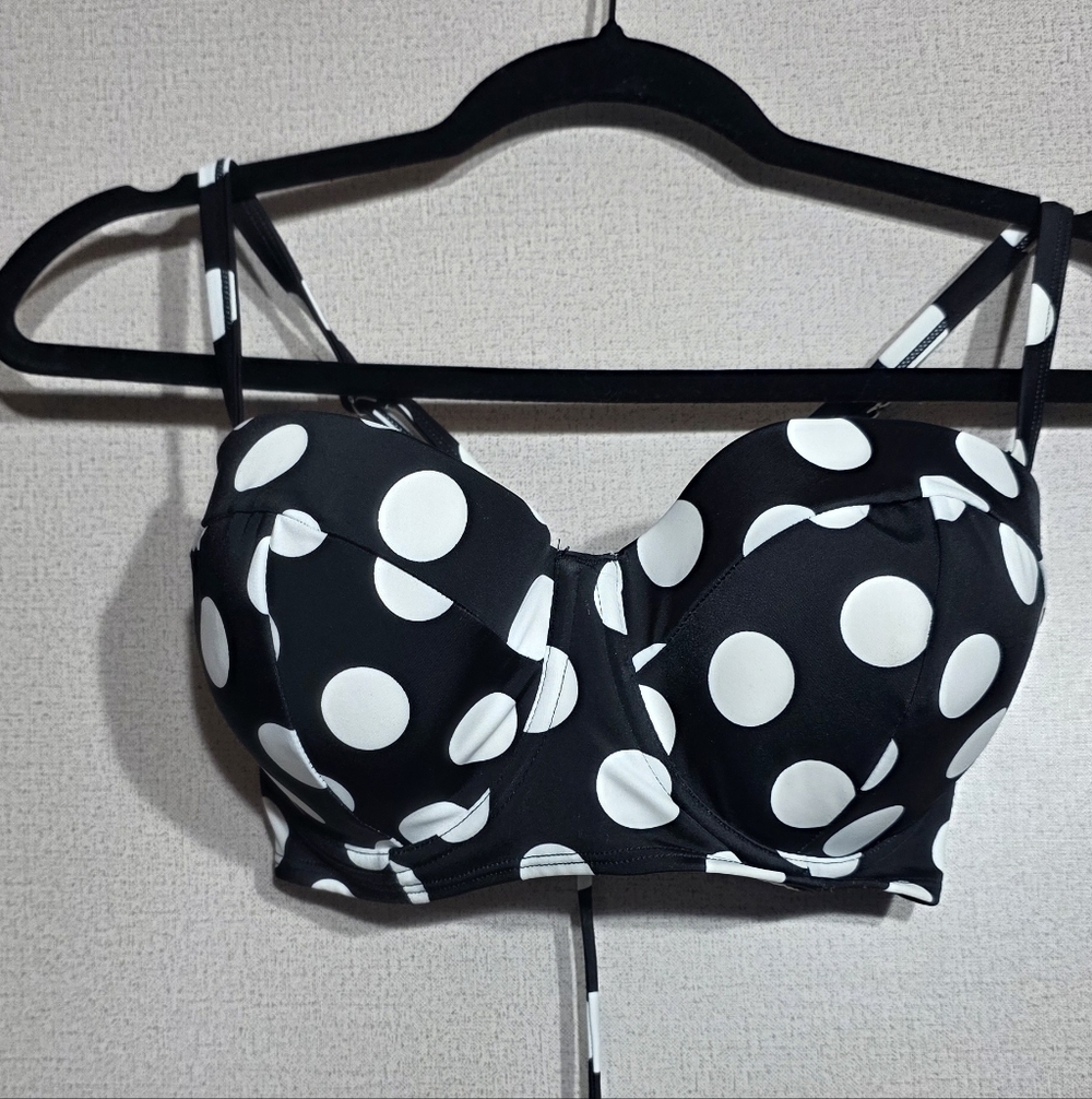 Adore Me Black and White Polka Dot Bra